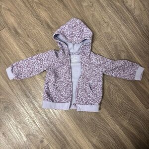 okie dokie Purple Leopard Print Hooded Zip Sweatshirt